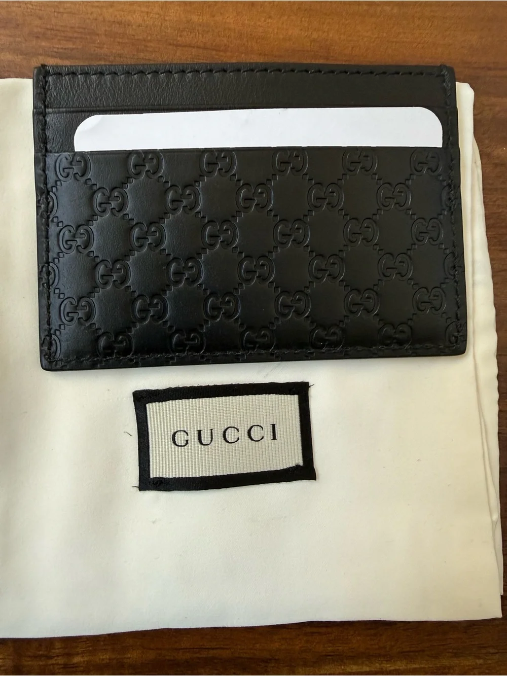 Gucci Black Embossed GG Leather Card Case